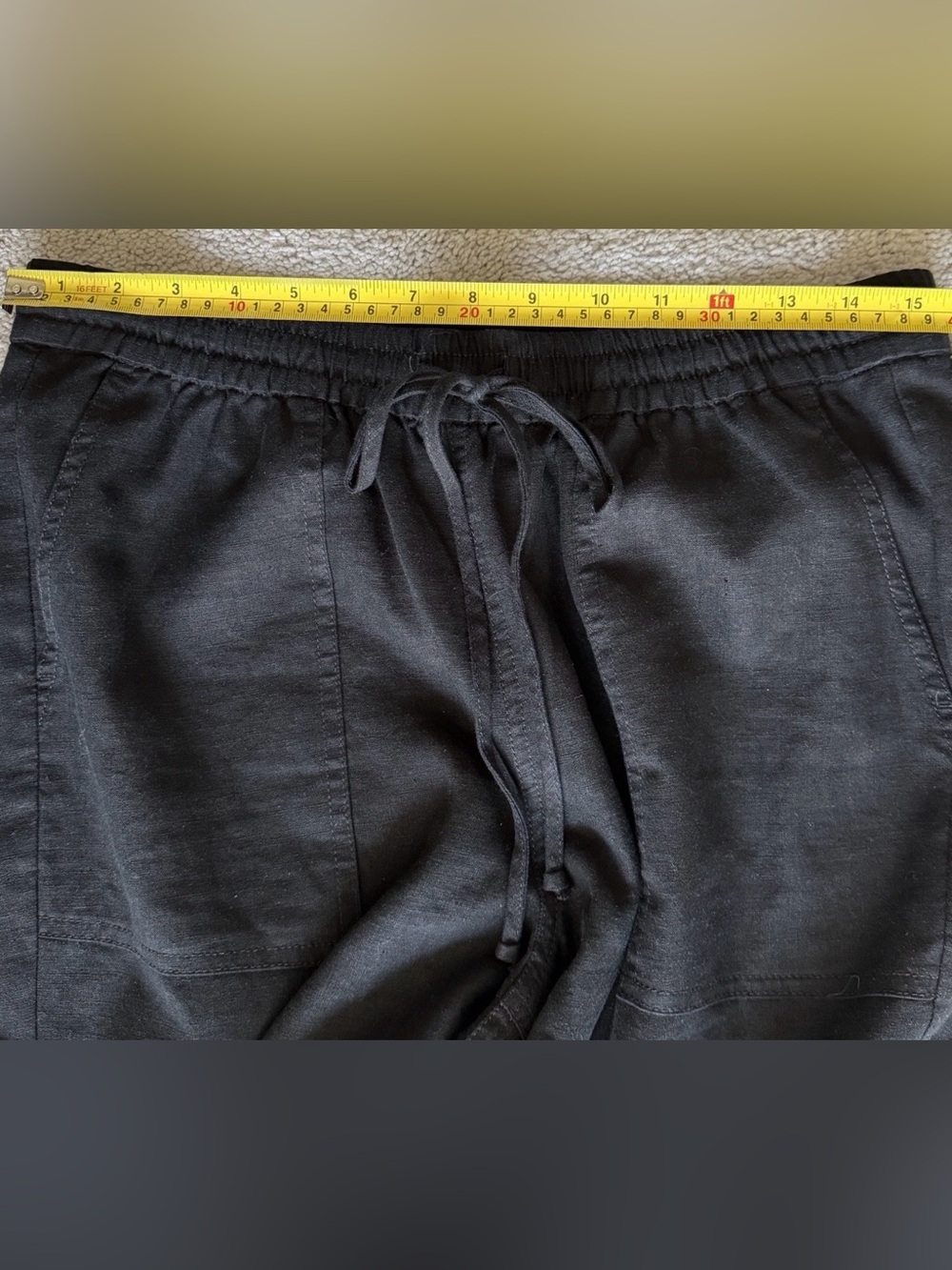 J.Crew Seaside Pant Linen Lyocell Drawstring Straight Leg Black Size M - Picture 10 of 10
